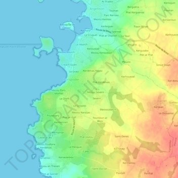 Mapa topográfico Spernoc, altitude, relevo