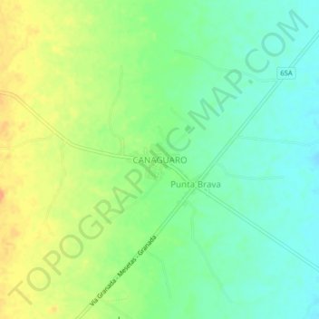 Mapa topográfico CANAGUARO, altitude, relevo