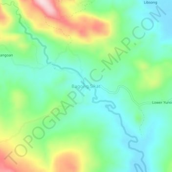 Mapa topográfico Bagong Sikat, altitude, relevo