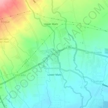 Mapa topográfico Matti, altitude, relevo