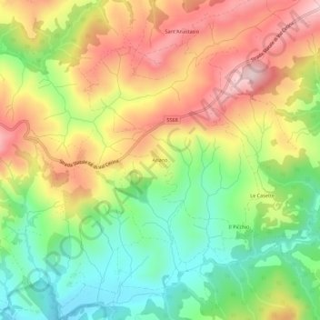 Mapa topográfico Ariano, altitude, relevo