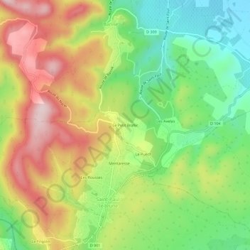 Mapa topográfico Le Petit Brahic, altitude, relevo