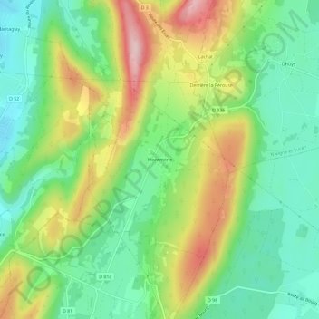 Mapa topográfico Montmerle, altitude, relevo
