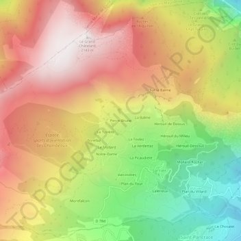 Mapa topográfico Pierre-Brune, altitude, relevo