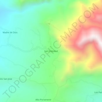 Mapa topográfico San Cristobal, altitude, relevo