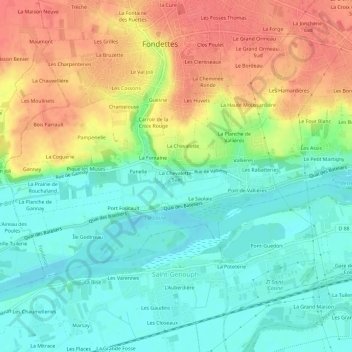 Mapa topográfico La Chevalette-Sud, altitude, relevo