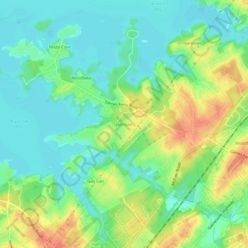Mapa topográfico Johnson, altitude, relevo