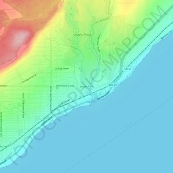 Mapa topográfico Lester Park, altitude, relevo