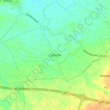 Mapa topográfico Catforth, altitude, relevo