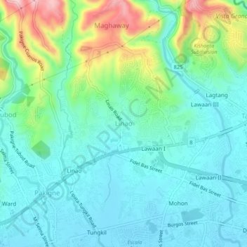 Mapa topográfico Linao, altitude, relevo