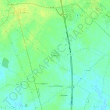 Mapa topográfico Outrouville, altitude, relevo