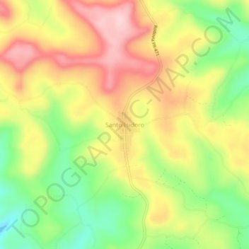 Mapa topográfico Santo Isidoro, altitude, relevo