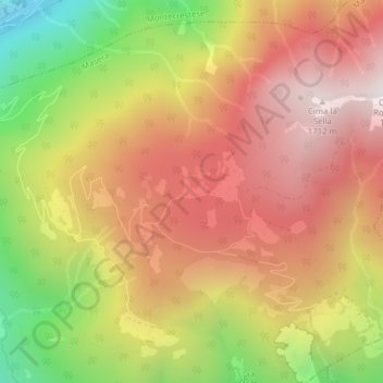 Mapa topográfico Alpe Pescia, altitude, relevo