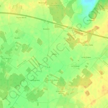 Mapa topográfico Charlé, altitude, relevo