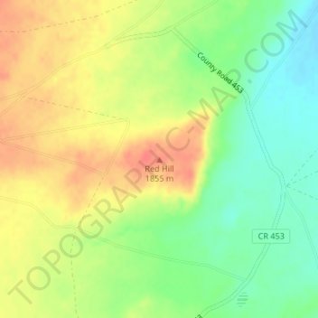 Mapa topográfico Red Hill, altitude, relevo