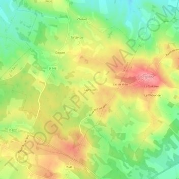 Mapa topográfico Cayrouse, altitude, relevo