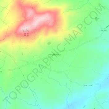 Mapa topográfico Póvoa Palhaça, altitude, relevo