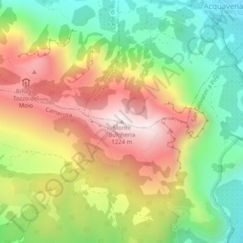 Mapa topográfico Monte Bulgheria, altitude, relevo