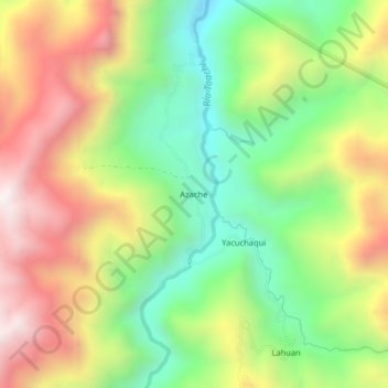 Mapa topográfico Azache, altitude, relevo
