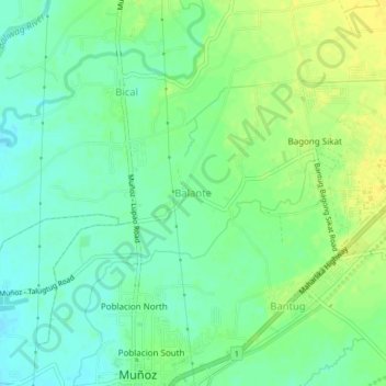 Mapa topográfico Balante, altitude, relevo