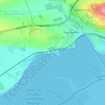 Mapa topográfico Kingoodie, altitude, relevo