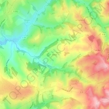 Mapa topográfico Favery, altitude, relevo