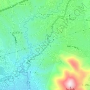 Mapa topográfico Cinanjung, altitude, relevo