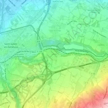 Mapa topográfico Lathoy, altitude, relevo
