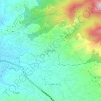 Mapa topográfico Cilember, altitude, relevo