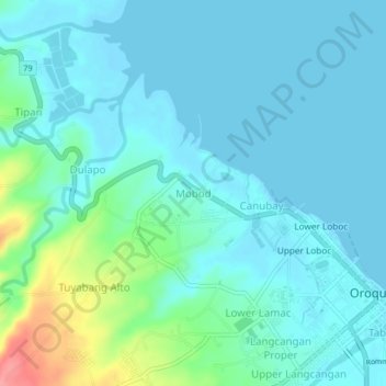 Mapa topográfico Mobod, altitude, relevo