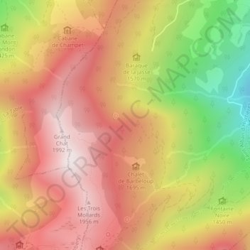 Mapa topográfico Rocher du Cra, altitude, relevo