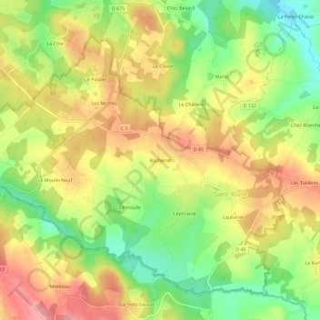 Mapa topográfico Bacheirat, altitude, relevo