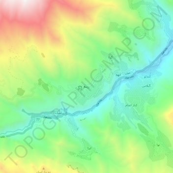 Mapa topográfico Rineh, altitude, relevo