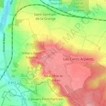 Mapa topográfico Chatron, altitude, relevo
