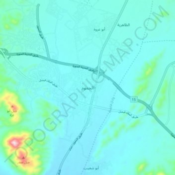 Mapa topográfico Al Jumum, altitude, relevo