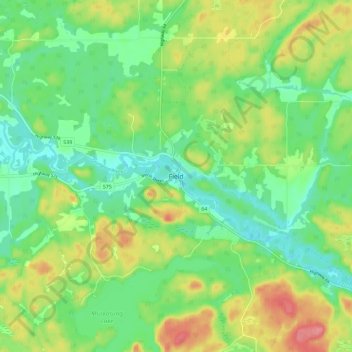 Mapa topográfico Field, altitude, relevo