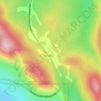 Mapa topográfico Kenosha Pass, altitude, relevo