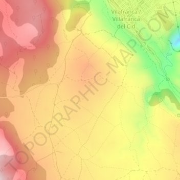 Mapa topográfico Les Serraes, altitude, relevo