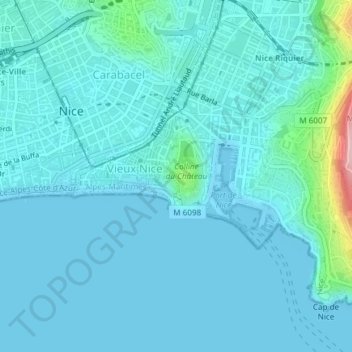 Mapa topográfico Cascade, altitude, relevo