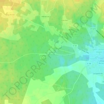 Mapa topográfico Le Comte, altitude, relevo