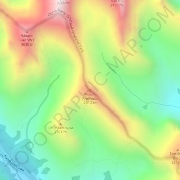 Mapa topográfico Mount Arethusa, altitude, relevo
