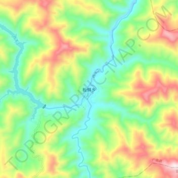 Mapa topográfico 板蚌乡, altitude, relevo