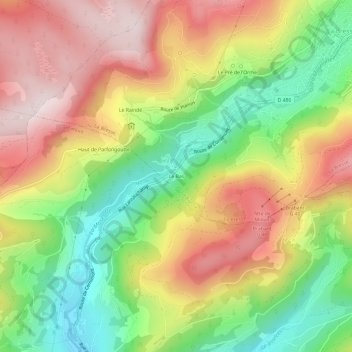 Mapa topográfico Le Bas, altitude, relevo