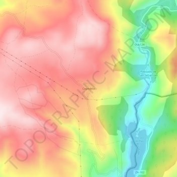 Mapa topográfico Cepedelo, altitude, relevo