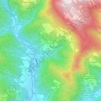 Mapa topográfico Zeiaz, altitude, relevo