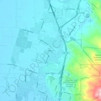 Mapa topográfico Alliance, altitude, relevo