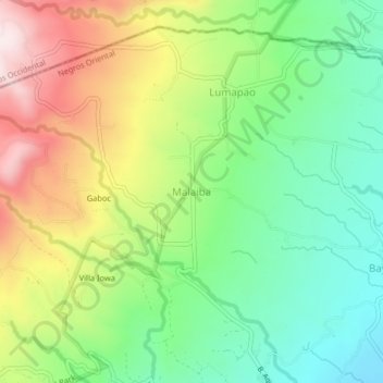 Mapa topográfico Malaiba, altitude, relevo