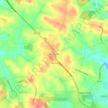 Mapa topográfico Murrayville, altitude, relevo