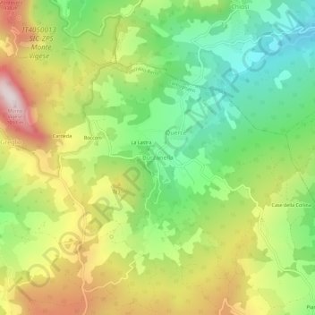 Mapa topográfico Burzanella, altitude, relevo