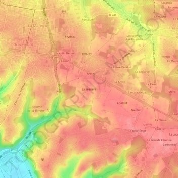 Mapa topográfico La Perrière, altitude, relevo